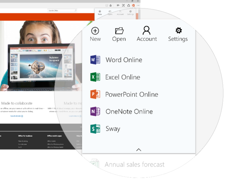 A quicker way to access and create Office documents on Microsoft Edge browser FI
